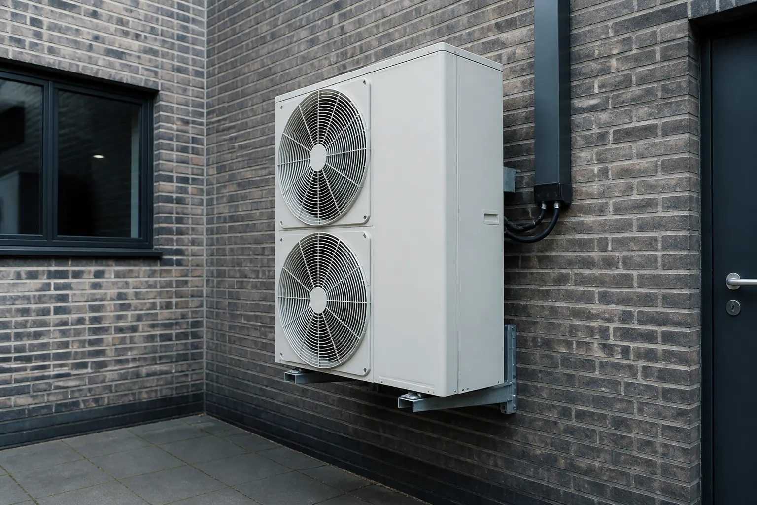 Outdoor condenser for continuous cooling on an external wall